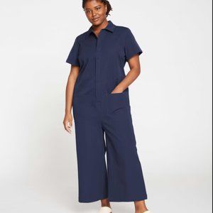 Universal Standard Navy Kate Stretch Cotton Twill Jumpsuit S (14-16) Brand New.